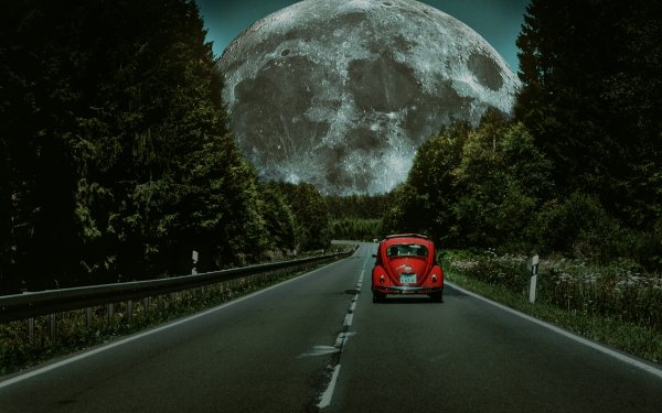 Fantasy Car Cardriving Moon Highway HD Wallpaper | Background Image