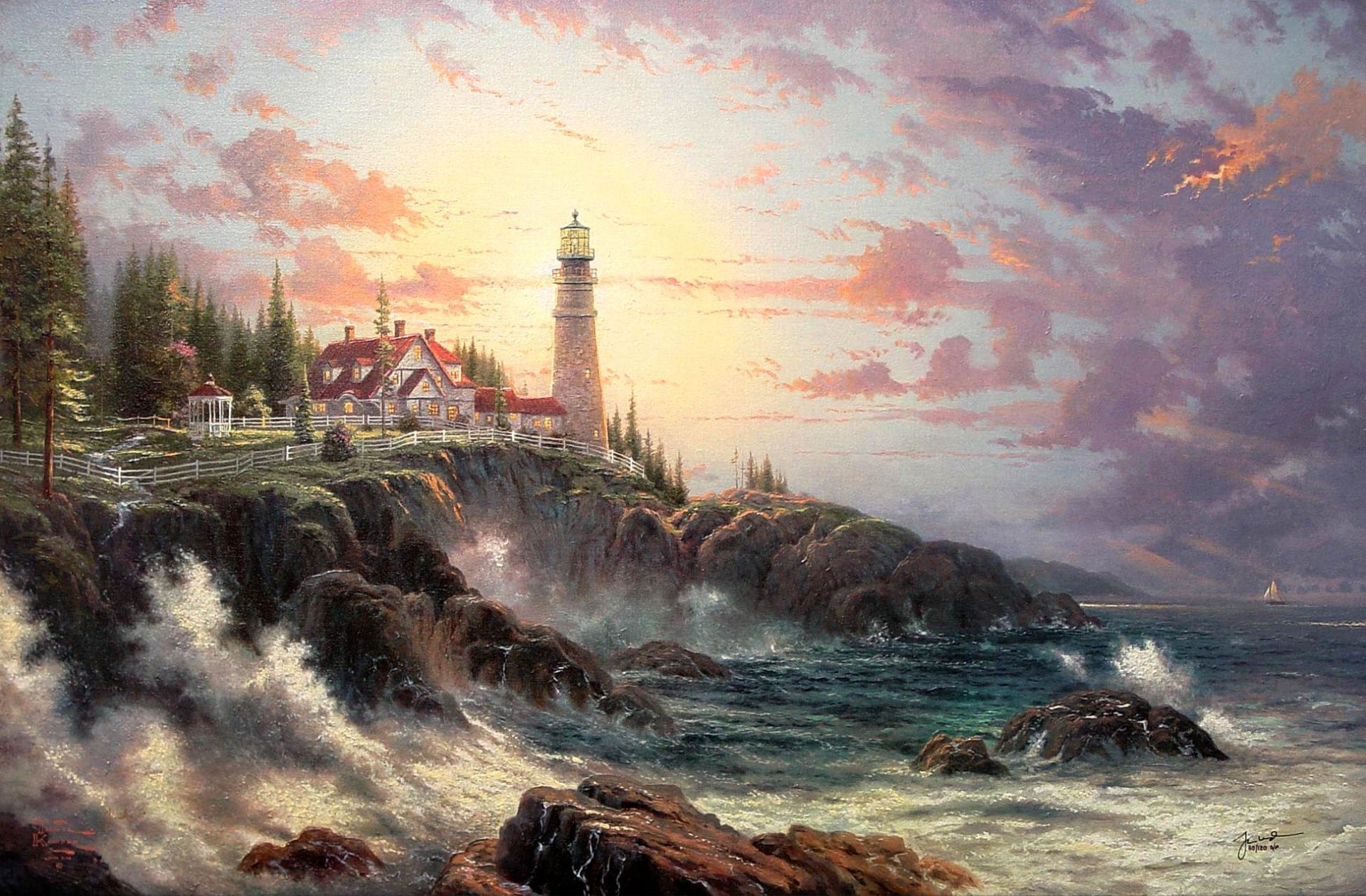 Majestic Lighthouse at Dawn - Stunning HD Man-Made Coastal Wallpaper ...
