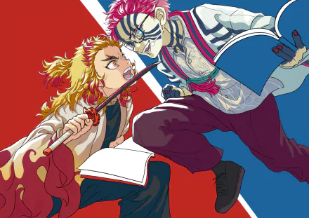 Kyojuro Rengoku Akaza (Demon Slayer: Kimetsu no Yaiba) Anime Demon Slayer: Kimetsu no Yaiba HD Desktop Wallpaper | Background Image