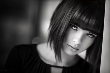 Black & White woman Marie Grippon HD Desktop Wallpaper | Background Image