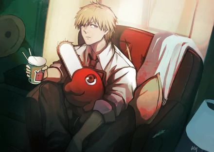 Pochita (Chainsaw Man) Denji (Chainsaw Man) Anime Chainsaw Man HD Desktop Wallpaper | Background Image