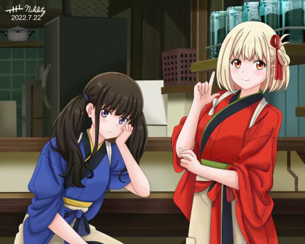 Chisato Nishikigi Takina Inoue Anime Lycoris Recoil HD Desktop Wallpaper | Background Image