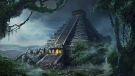 mayan fantasy pyramid HD Desktop Wallpaper | Background Image
