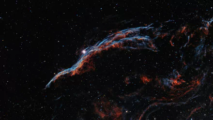 HD desktop wallpaper featuring a sci-fi themed image of a colorful nebula against the backdrop of a starry night sky.