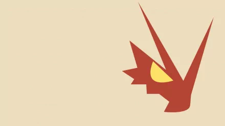 HD desktop wallpaper featuring a minimalist design of Blaziken, a fire Pokémon, from the anime Pokémon. The beige background highlights the abstract depiction of Blaziken's face with red and yellow accents.