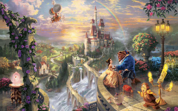  Beauty and the Beast by Thomas Kinkade by Thomas Kinkade