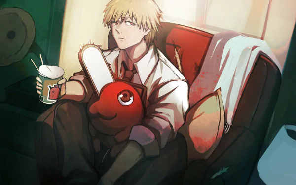 Pochita (Chainsaw Man) Denji (Chainsaw Man) Anime Chainsaw Man HD Desktop Wallpaper | Background Image