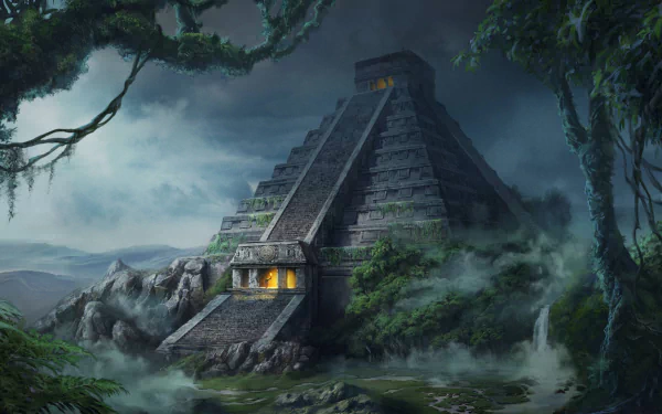 mayan fantasy pyramid HD Desktop Wallpaper | Background Image