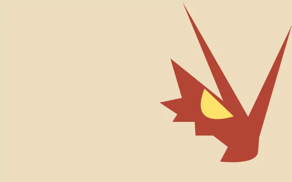 HD desktop wallpaper featuring a minimalist design of Blaziken, a fire Pokémon, from the anime Pokémon. The beige background highlights the abstract depiction of Blaziken's face with red and yellow accents.