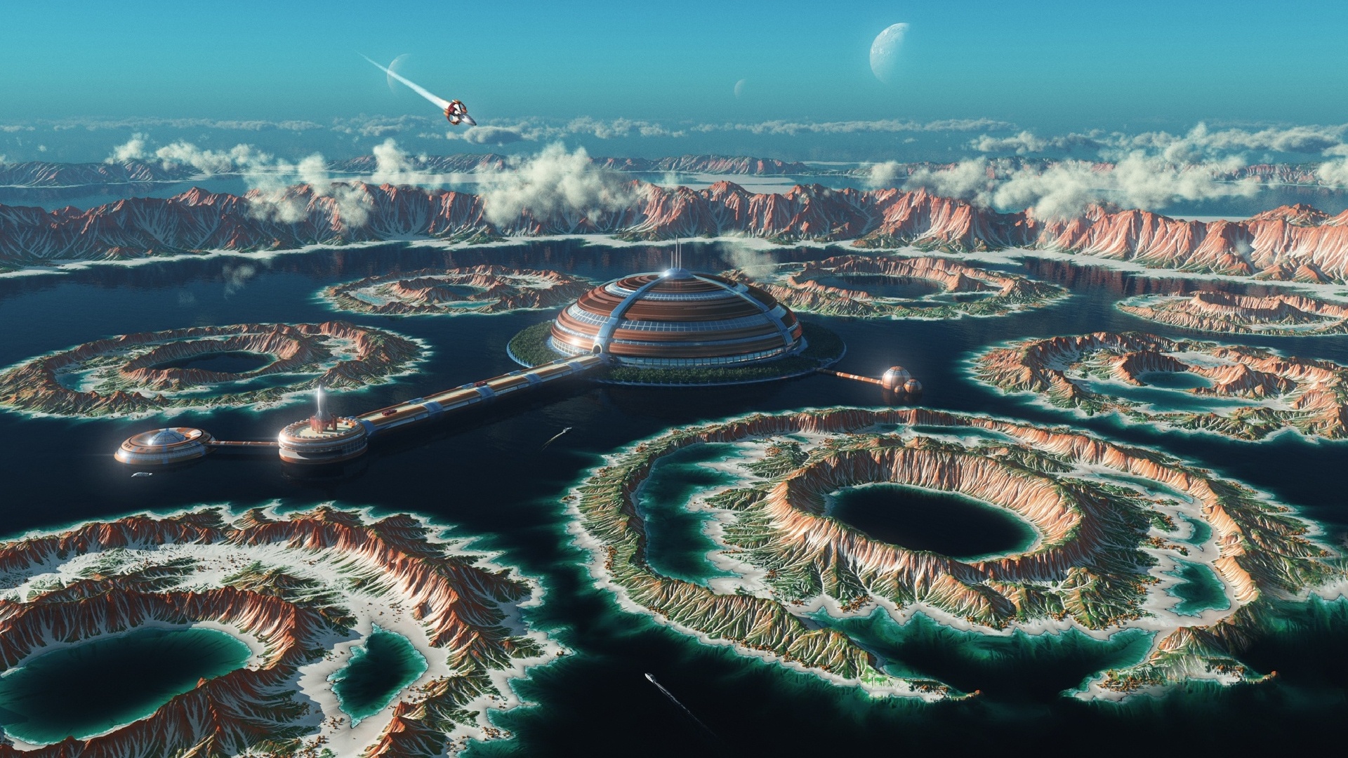 Download Landscape Sci Fi Building HD Wallpaper