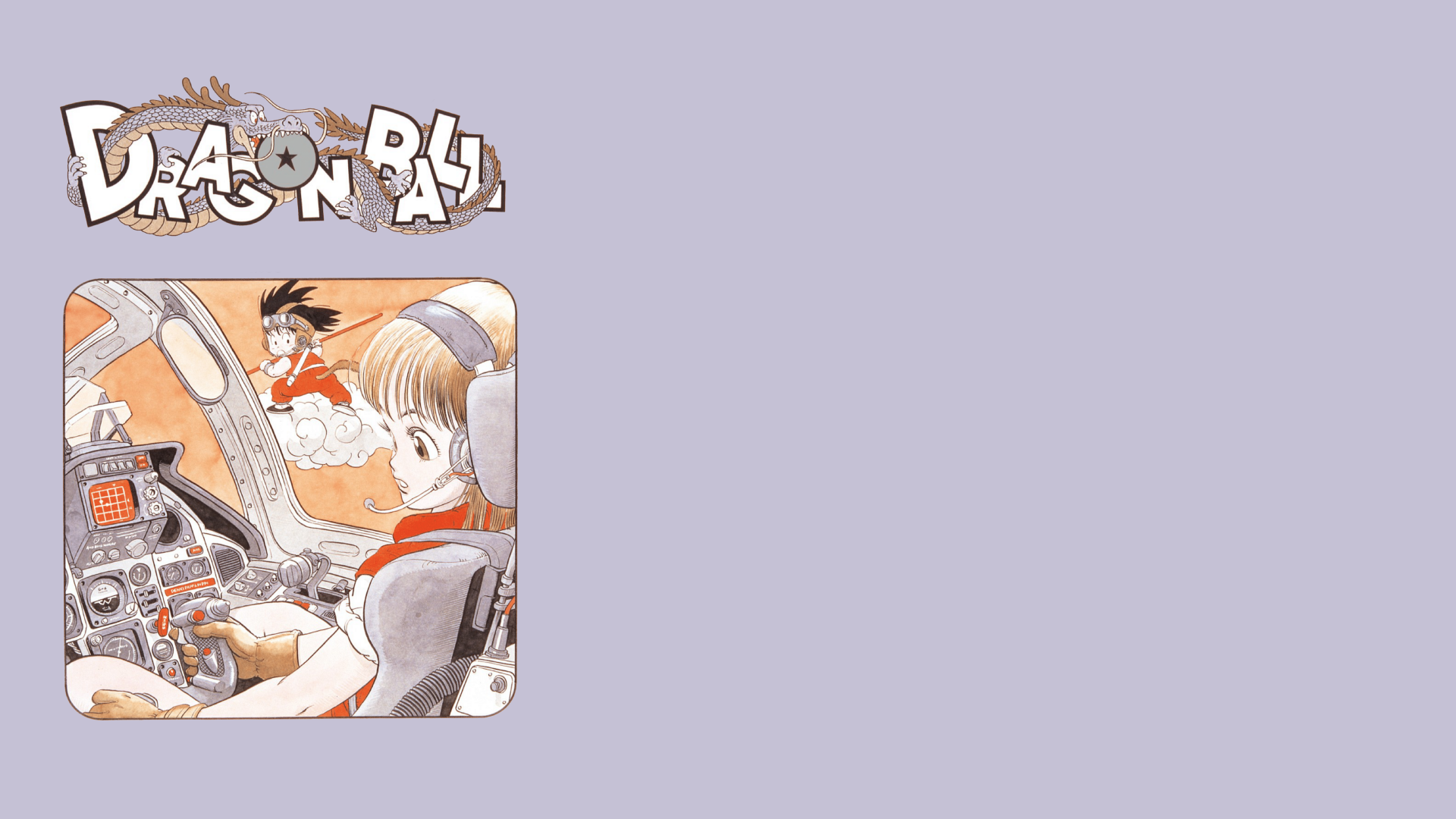 4K Ultra HD Dragon Ball anime desktop wallpaper featuring Bulma piloting a vehicle with Goku floating nearby, showcasing iconic characters in classic style.