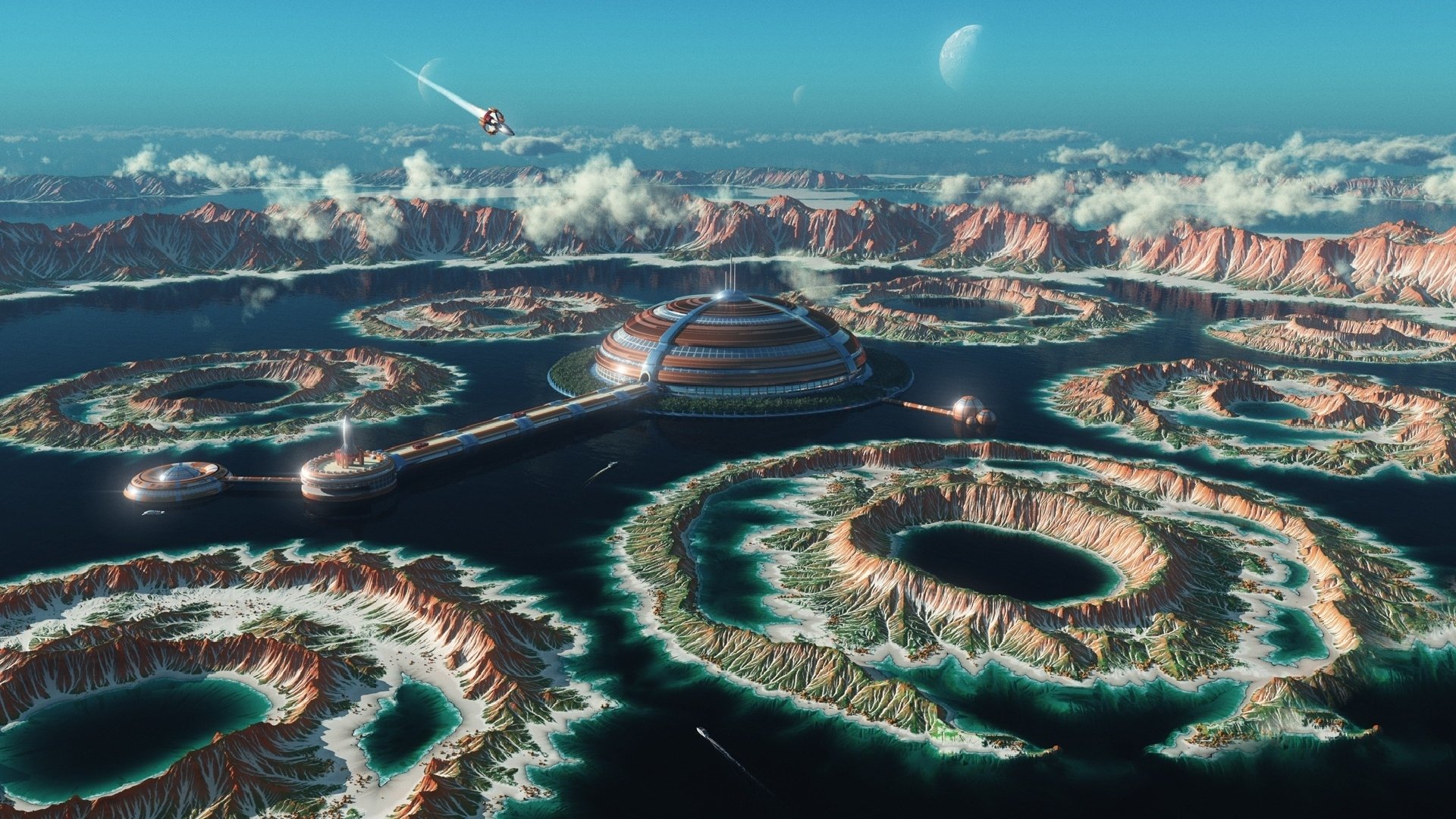 Download Landscape Sci Fi Building HD Wallpaper | 1920x1080 | Wallpaper ...