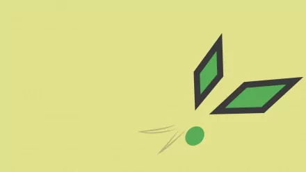 Minimalist Vibrava (Pokémon) anime HD PC desktop wallpaper and background: pale yellow field with stylized green wings/eyes, a round head and thin antennae.