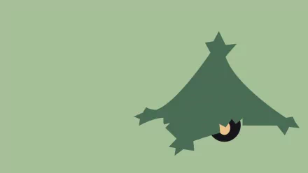 HD PC desktop wallpaper of Cacturne (Pokémon) in anime style: a dark green cactus silhouette peeks from the right on a pale green background, showing one eye.