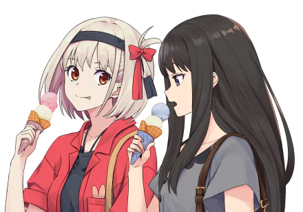 Takina Inoue Chisato Nishikigi Anime Lycoris Recoil HD Desktop Wallpaper | Background Image