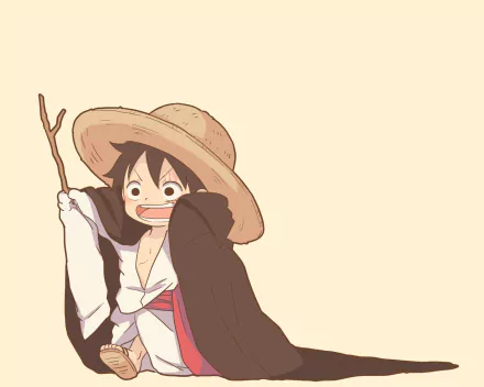 HD PC desktop wallpaper featuring Monkey D. Luffy from the anime One Piece, depicted with his signature straw hat and cheerful expression on a light background.