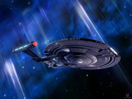 A stunning HD desktop wallpaper featuring the USS Enterprise from Star Trek, soaring through a colorful sci-fi cosmos, embodying the spirit of exploration and adventure.
