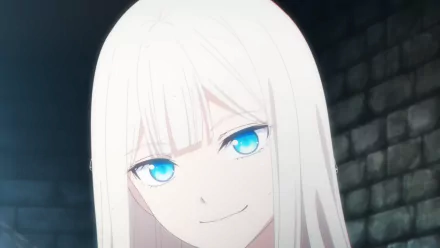 HD anime PC wallpaper featuring Elena Kimberlight from Vermeil in Gold, showcasing her striking white hair and vivid blue eyes against a dark brick background.