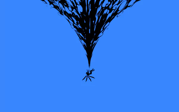 HD PC desktop wallpaper featuring minimalist black spider-like shapes against a bright blue background, inspired by the video game ULTRAKILL.