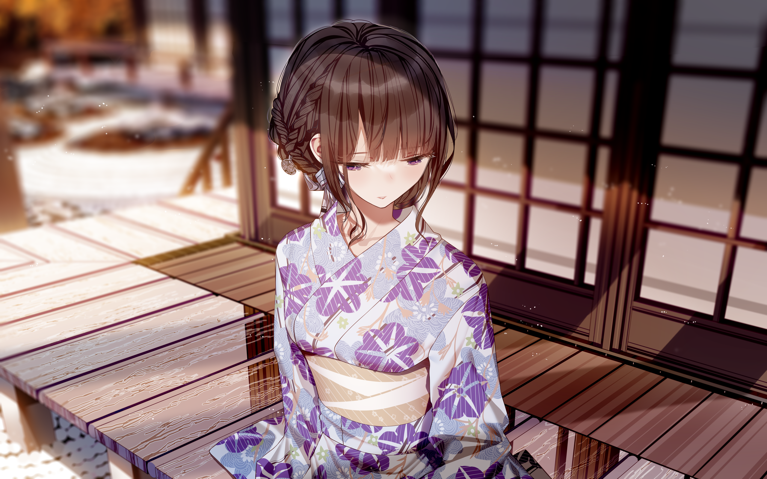 Anime Girl Kimono Japanese Castle 4K Wallpaper iPhone HD Phone #3191m