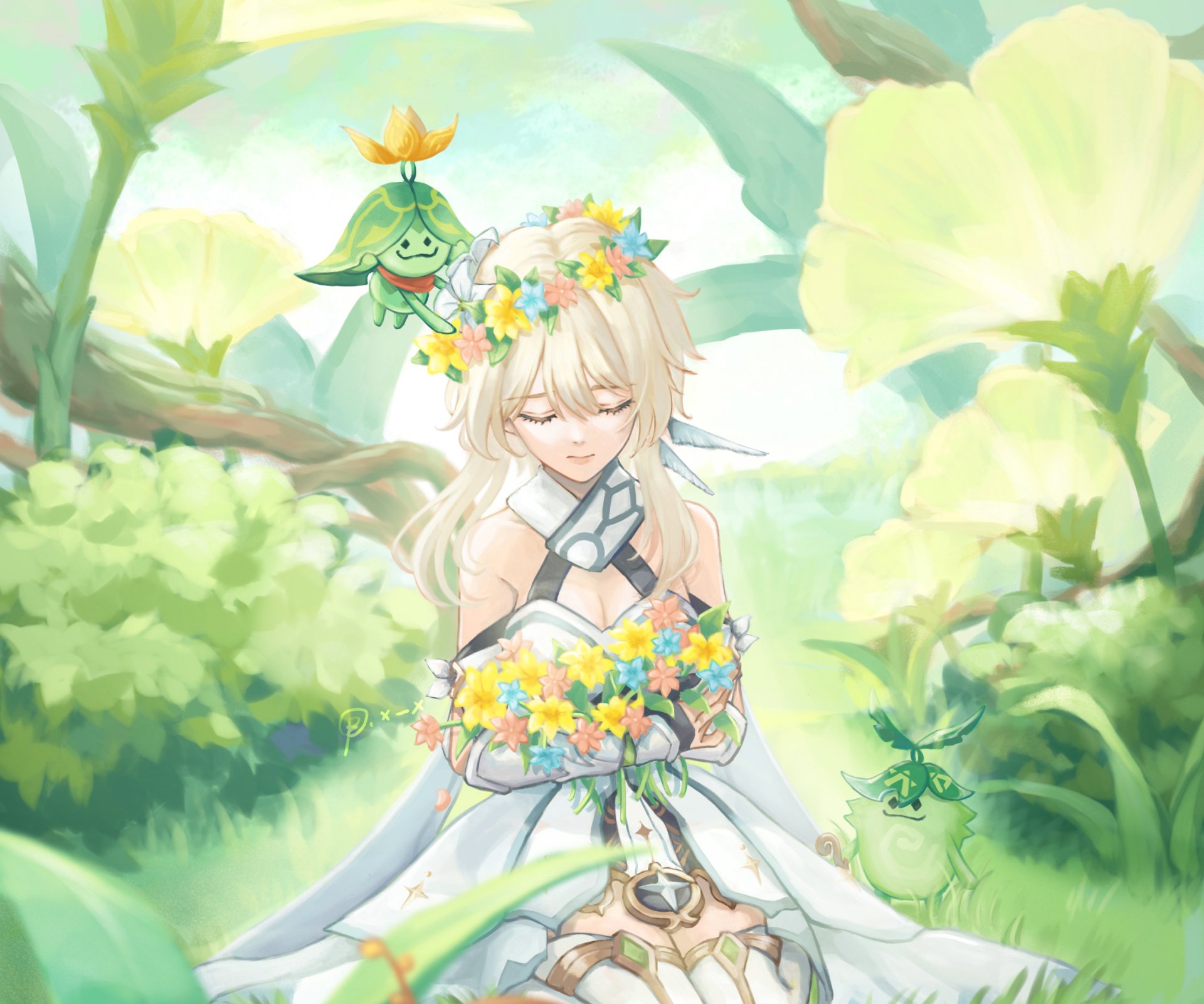 Download Lumine (Genshin Impact) Aranara HD Wallpaper