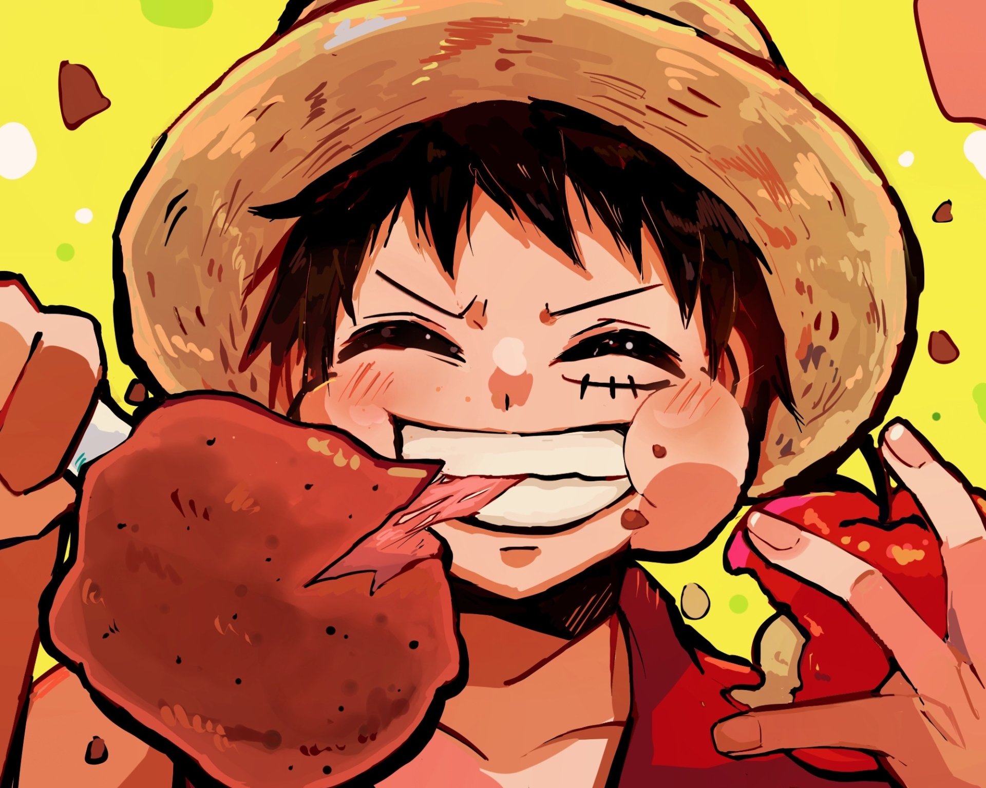 Download Monkey D. Luffy Anime One Piece HD Wallpaper by ししゃも