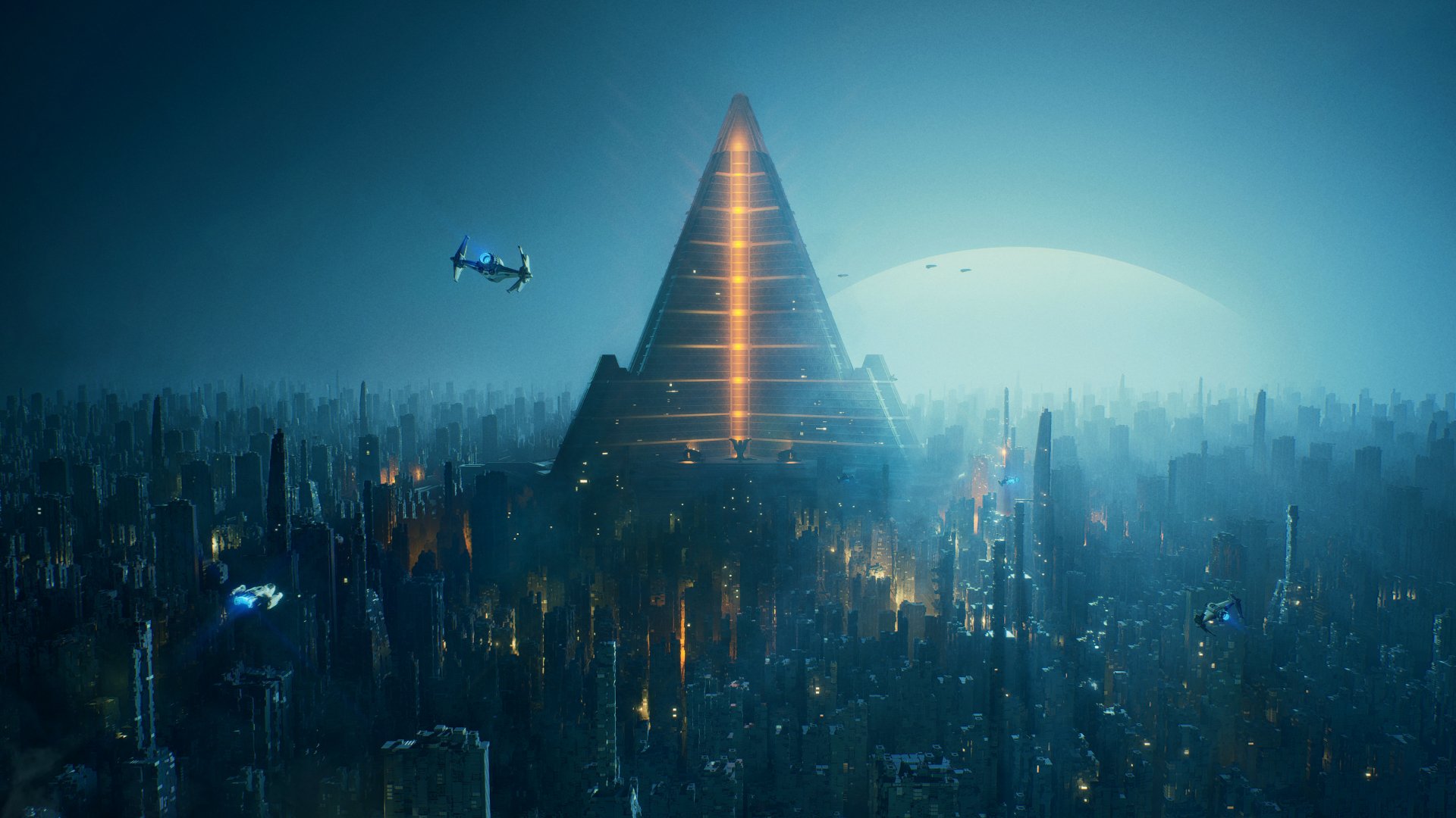 Download Sci Fi City Sci Fi City 4k Ultra HD Wallpaper by Stuart Huang Ji