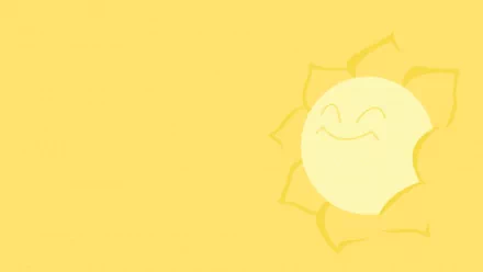 HD PC desktop wallpaper featuring the Grass Pokémon Sunflora in a bright, cheerful anime-style yellow background.
