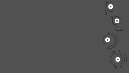 HD PC desktop wallpaper featuring stylized Unown Pokémon from the anime, set against a minimalist dark gray background.