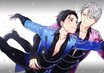 Victor Nikiforov Yuuri Katsuki Anime Yuri!!! on ICE HD Desktop Wallpaper | Background Image