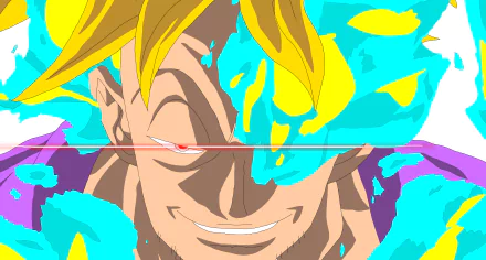 Marco (One Piece) close-up: smirking with golden hair and blue phoenix flames — vibrant anime 2K Quad HD PC desktop wallpaper/background.