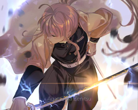 Zenitsu Agatsuma Anime Demon Slayer: Kimetsu no Yaiba HD Desktop Wallpaper | Background Image