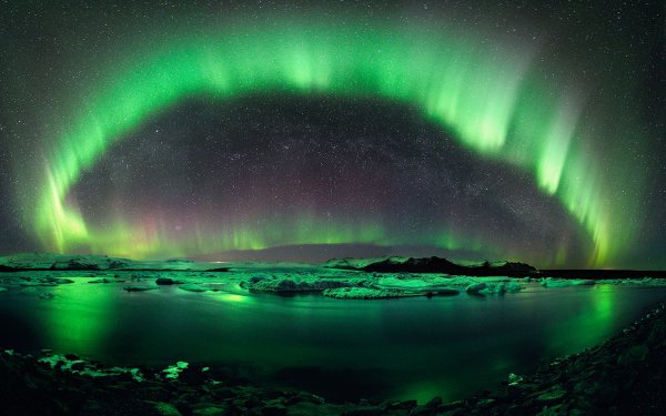 Earth Aurora Borealis Nature Water Night Stars Lake HD Wallpaper | Background Image
