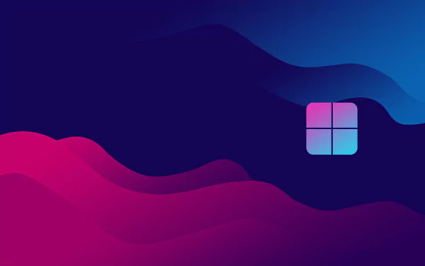 HD desktop wallpaper featuring a stylized wave design in vibrant colors and the Microsoft Windows 12 logo on a sleek, dark background, highlighting its technological theme.