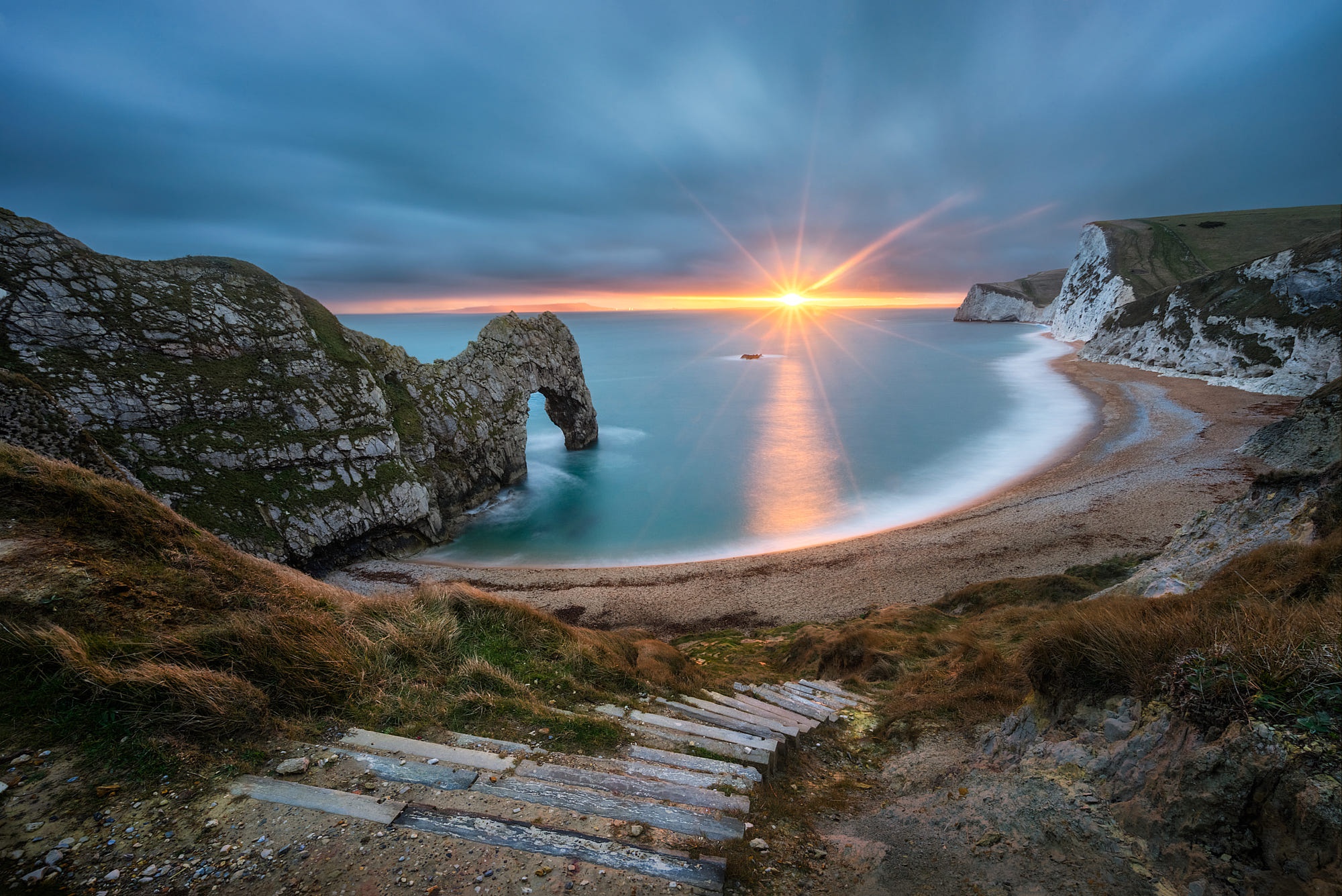 Durdle Door Sunrise Stunning Nature HD Wallpaper View