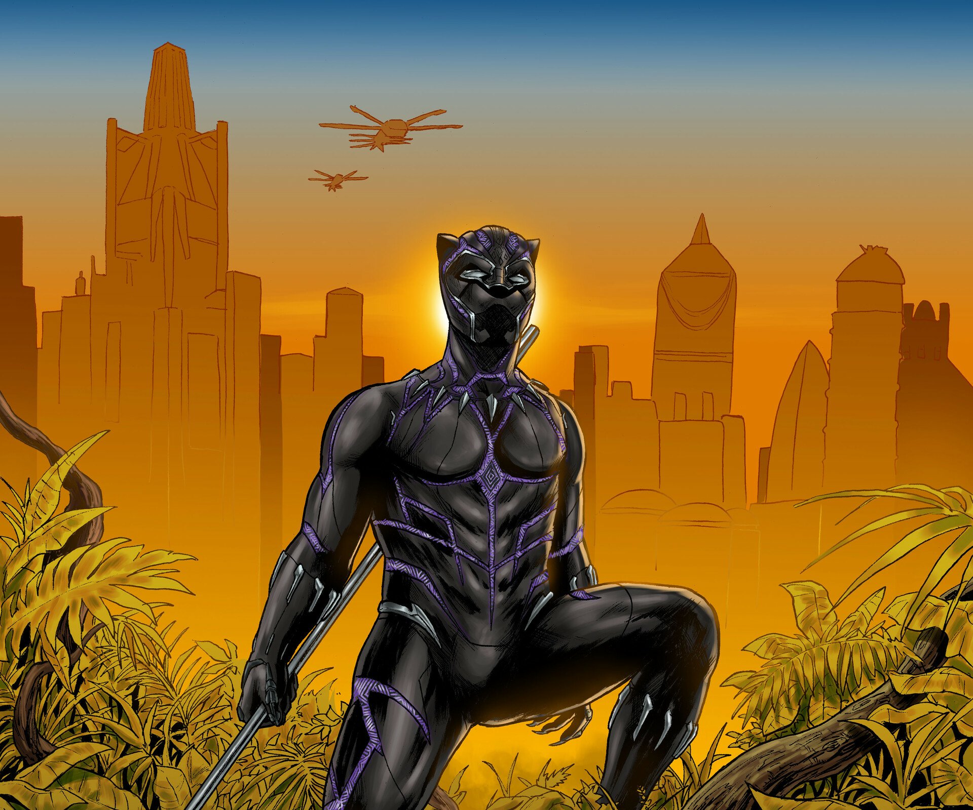 Download Comic Black Panther (Marvel Comics) HD Wallpaper by Matt Sze