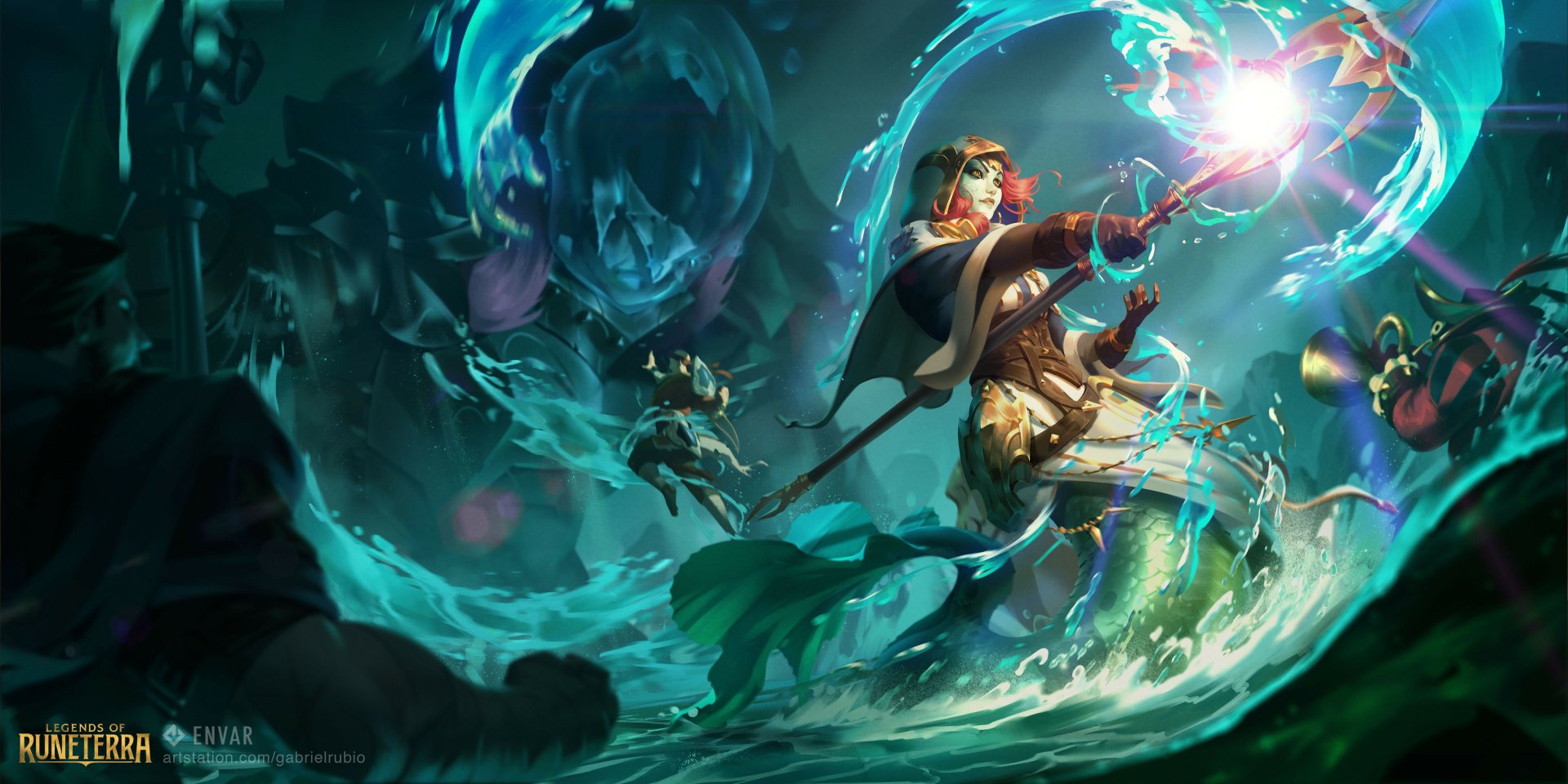 Download Nami (League Of Legends) Video Game Legends Of Runeterra Staff HD Wallpaper by Gabriel Rubio