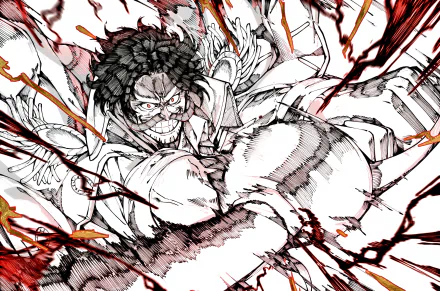 4K Ultra HD anime wallpaper featuring Gol D. Roger from One Piece, depicted in intense action with dynamic lines and electrifying energy.