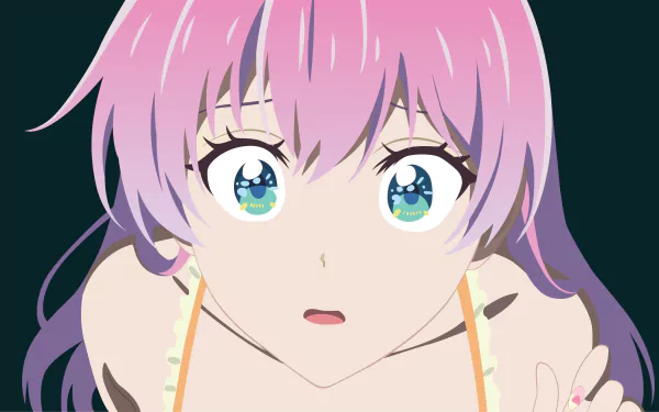 HD anime desktop wallpaper featuring Akari Watanabe with pink hair and expressive eyes from More than a married couple but not lovers.