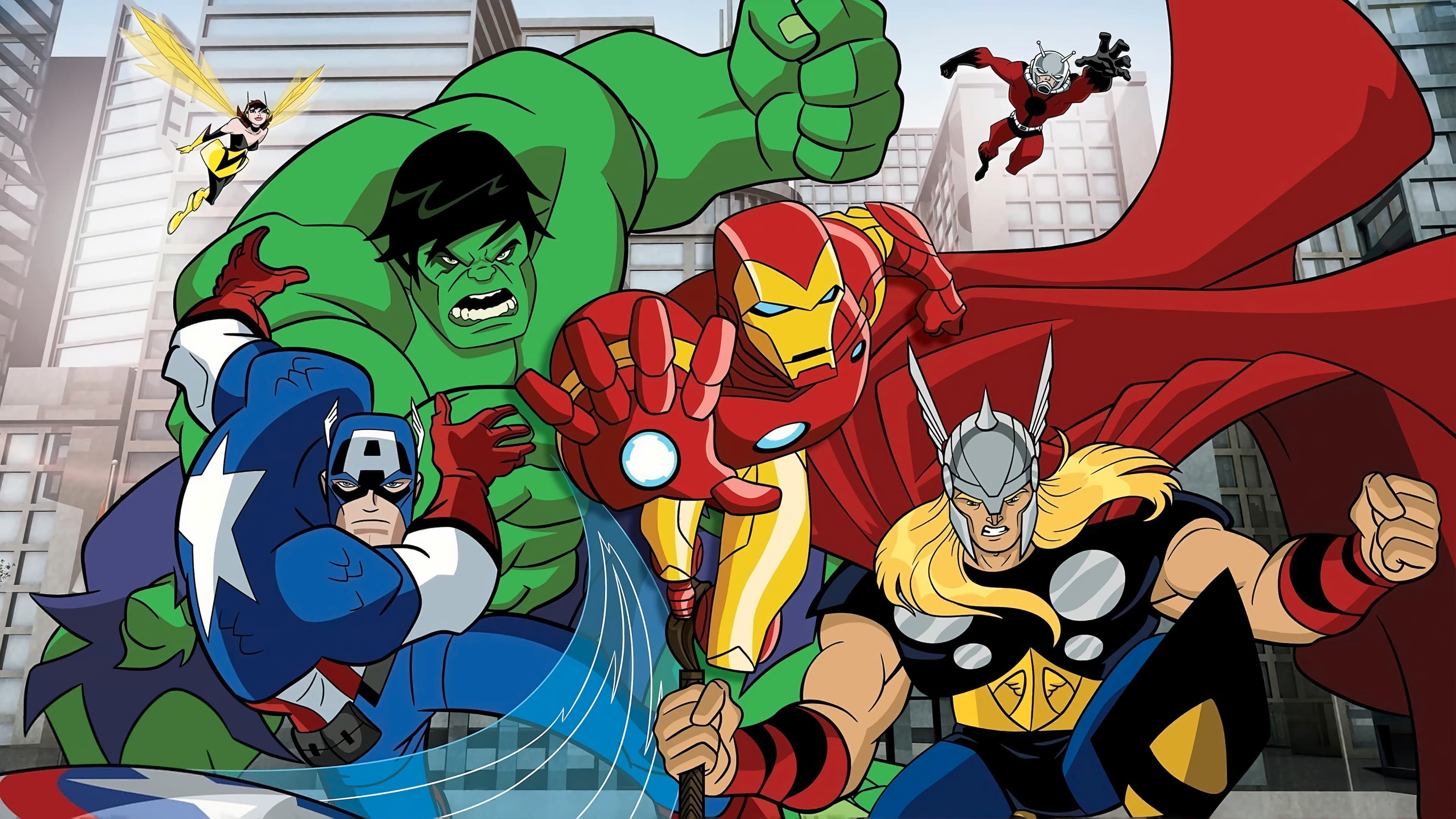 Epic wallpaper featuring The Avengers: Earth's Mightiest Heroes cast, ready for action in high-definition quality.