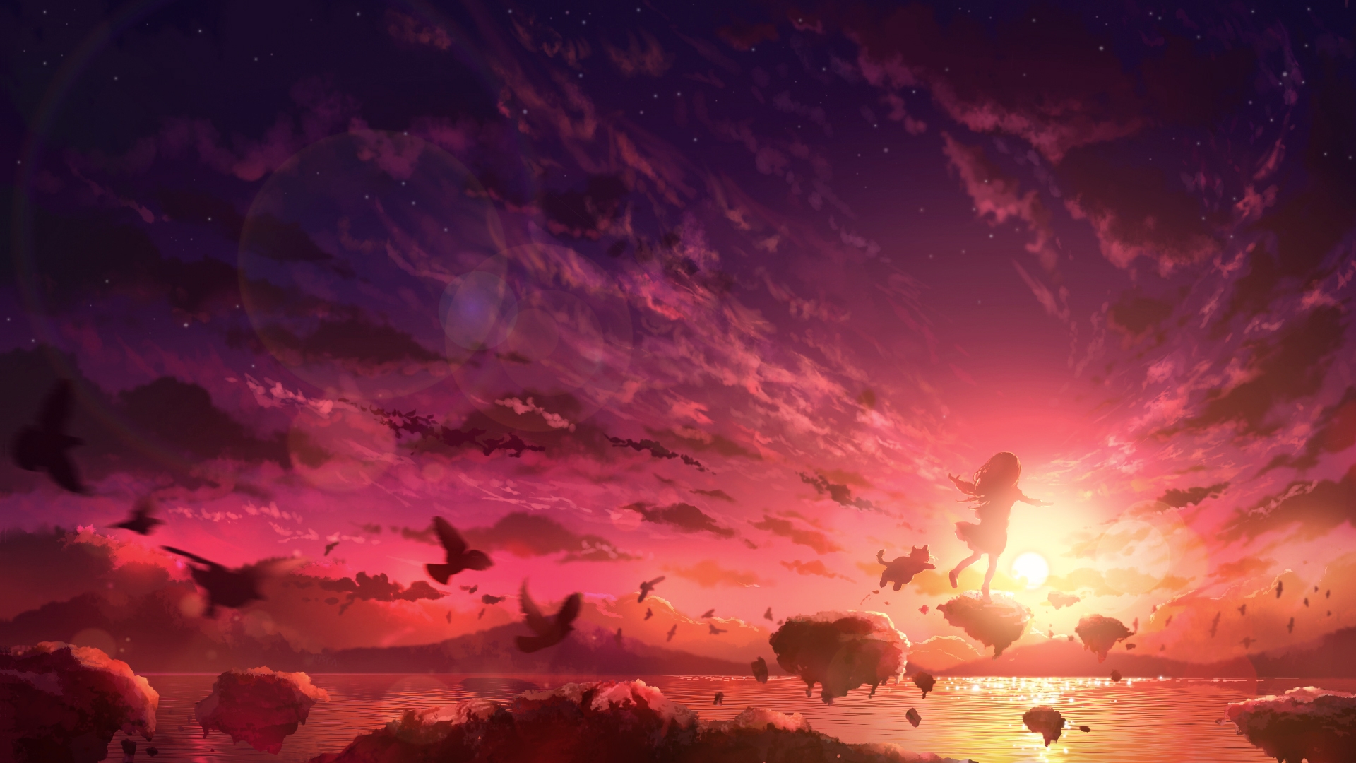 Anime Sunset HD Wallpaper | Background Image