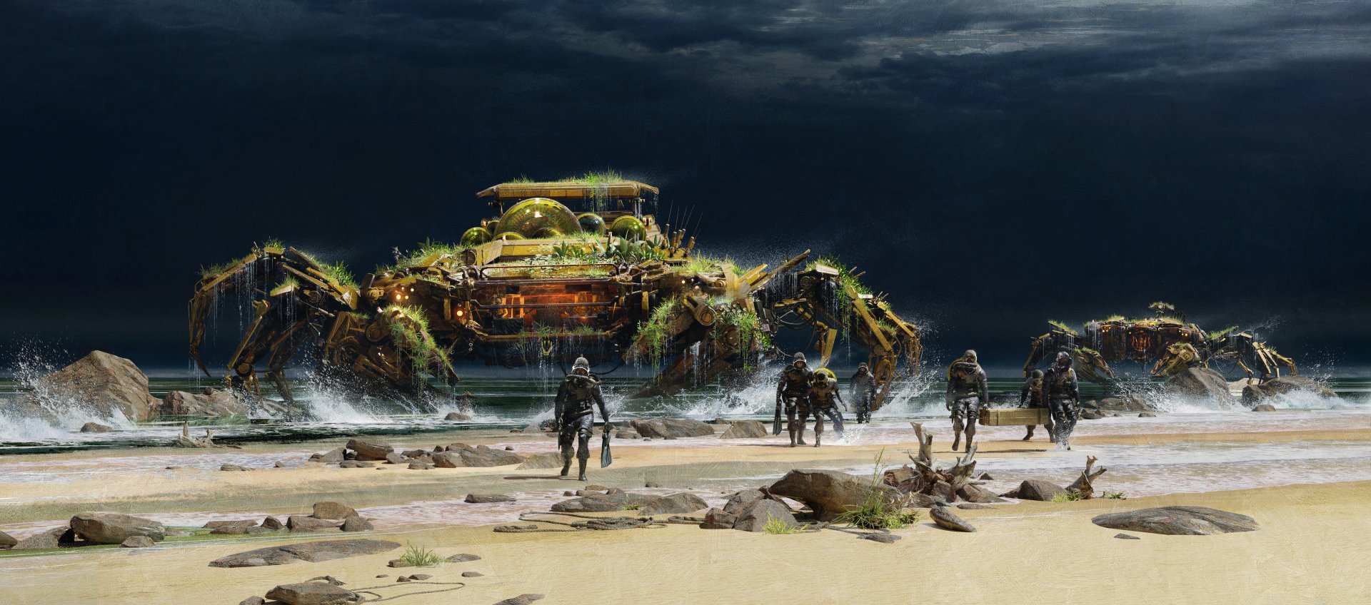 Futuristic Beach Invasion HD Wallpaper By Ivan Laliashvili