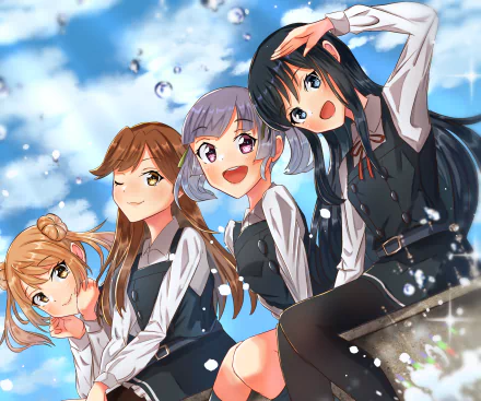 Arashio (Kancolle) Asashio (kancolle) Michishio (Kancolle) Ooshio (Kancolle) Anime Kantai Collection HD Desktop Wallpaper | Background Image