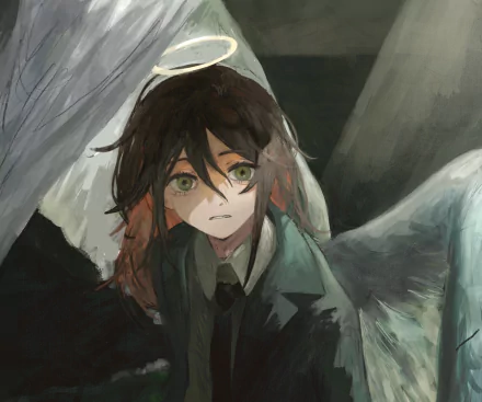 HD desktop wallpaper featuring Angel Devil from the anime Chainsaw Man, showcasing a detailed and moody character portrait with soft lighting and dark tones.