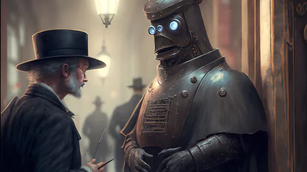  OLD MAN TALKING TO ROBOT