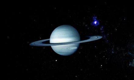  Saturn in Space with blue tones