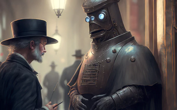  OLD MAN TALKING TO ROBOT