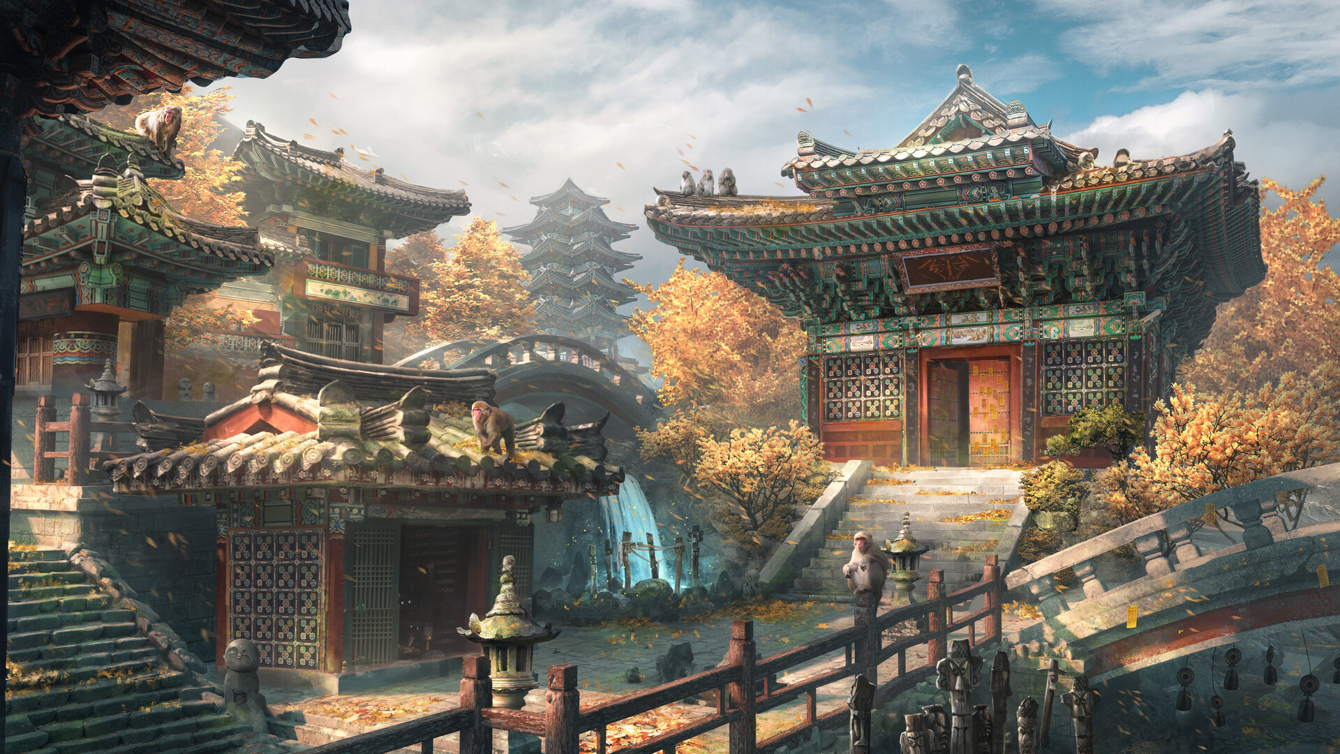 Download Fantasy Temple HD Wallpaper by Gabriel Loo-Carre