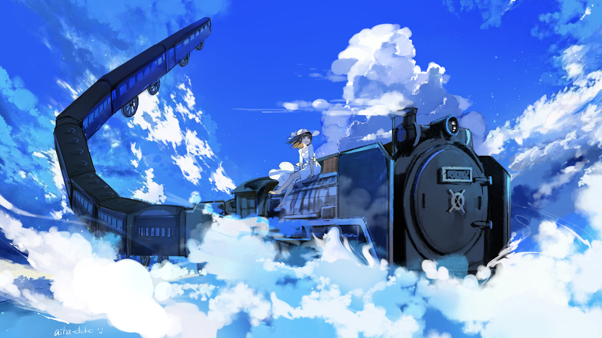 Wallpaper train station, railroad, anime girl, original desktop wallpaper,  hd image, picture, background, 48a154 | wallpapersmug