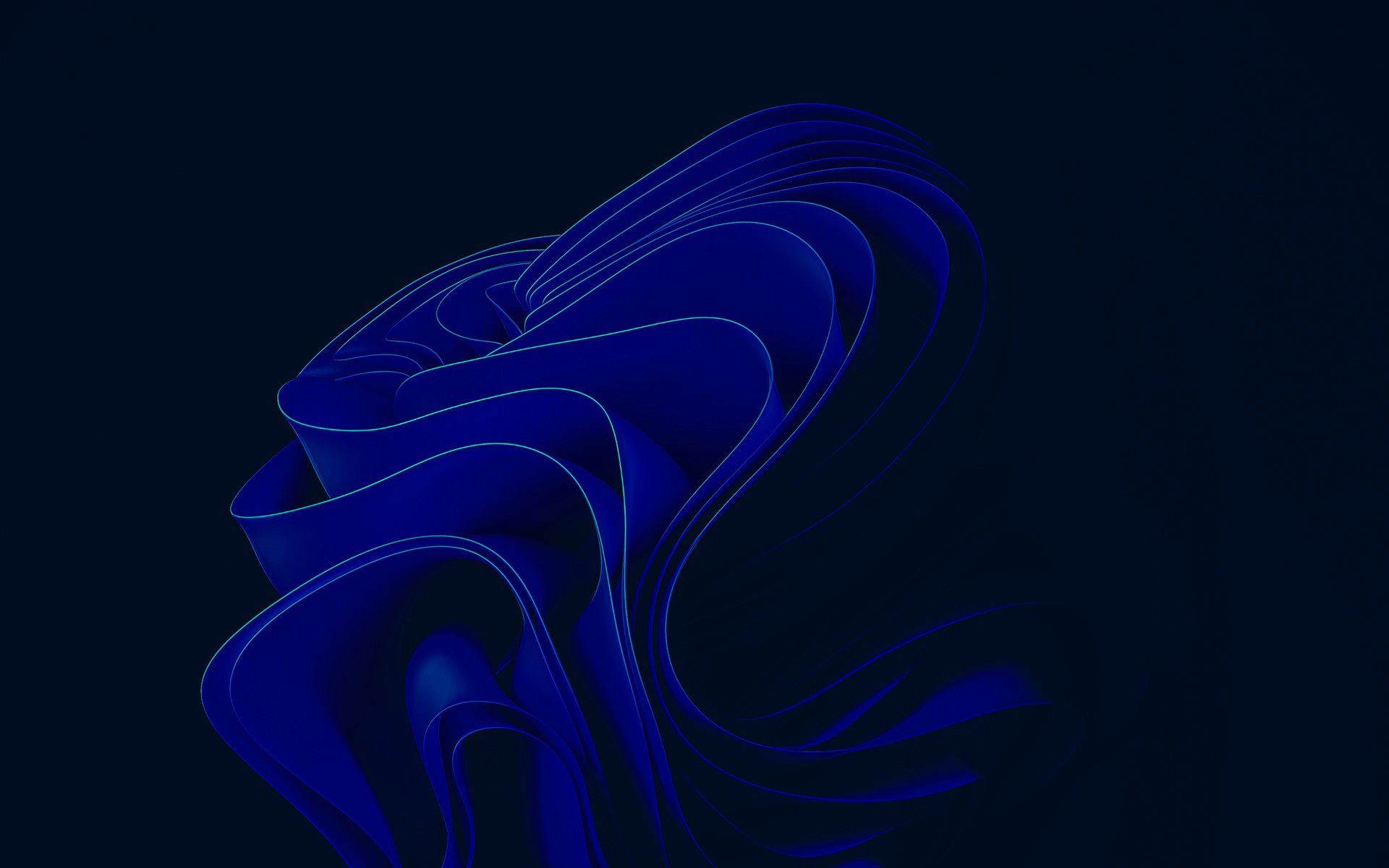 Dark-themed HD PC desktop wallpaper featuring a sleek, abstract blue design, reflecting modern technology and the Windows 11 aesthetic.